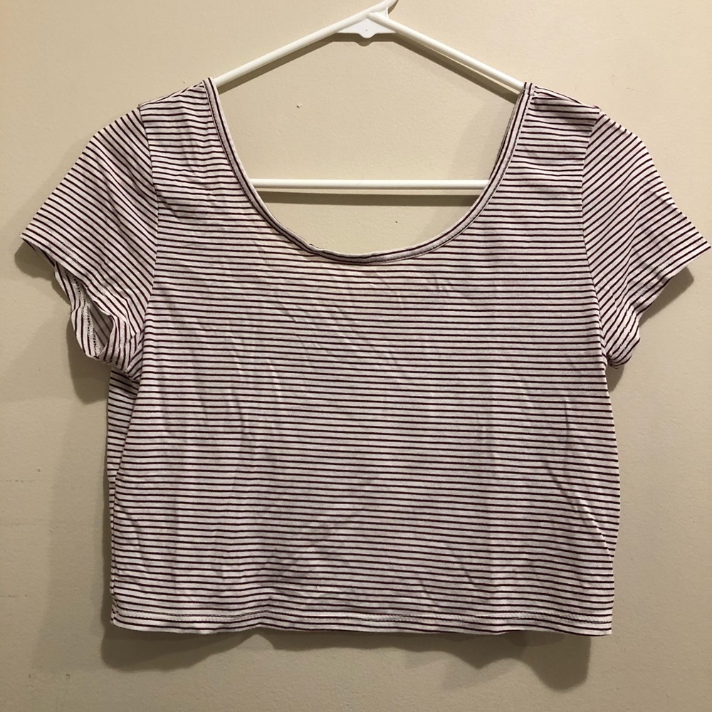 AEO Cropped Double Scoop Neck Tee